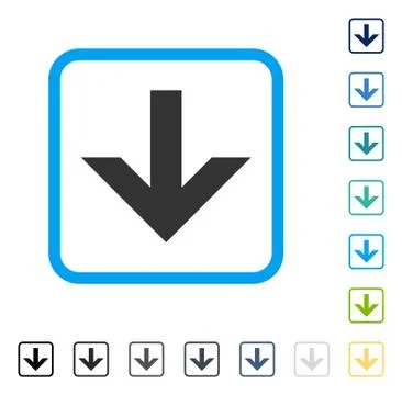 Arrow Down Framed Vector Icon Stock Illustration
