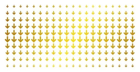 Arrow Down Gold Halftone Matrix Stock Illustration