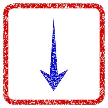 Arrow Down Grunge Framed Icon 库存插图