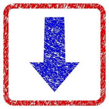 Arrow Down Grunge Framed Icon Stockillustratie