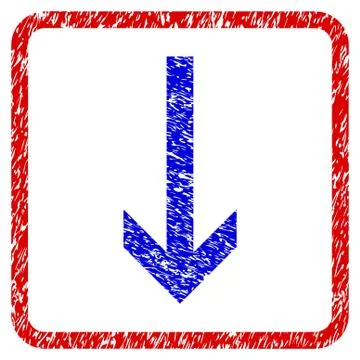 Arrow Down Grunge Framed Icon 库存插图