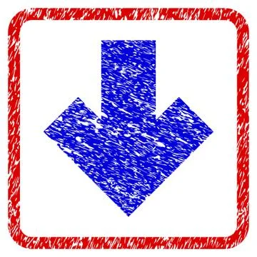 Arrow Down Grunge Framed Icon 库存插图