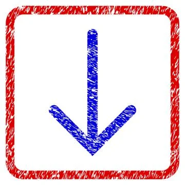 Arrow Down Grunge Framed Icon 库存插图
