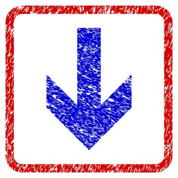Arrow Down Grunge Framed Icon Stock Illustration