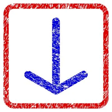 Arrow Down Grunge Framed Icon Stock Illustration