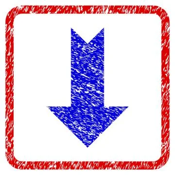 Arrow Down Grunge Framed Icon 库存插图