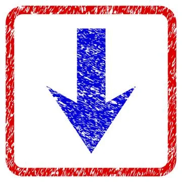 Arrow Down Grunge Framed Icon Stock Illustration