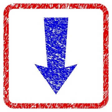 Arrow Down Grunge Framed Icon 库存插图