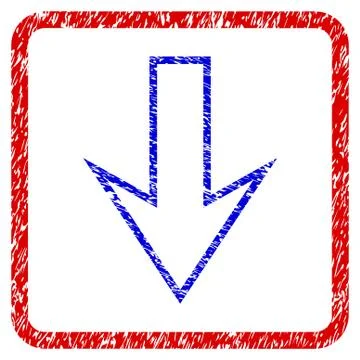 Arrow Down Grunge Framed Icon 库存插图