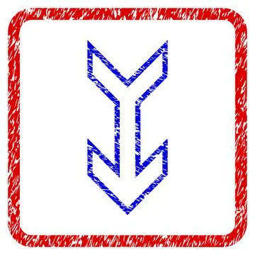 Arrow Down Grunge Framed Icon 库存插图
