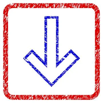 Arrow Down Grunge Framed Icon Stockillustratie