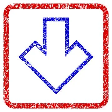Arrow Down Grunge Framed Icon 库存插图