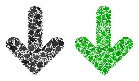 Arrow Down Icon Eco Collage of Floral Elements イラスト素材