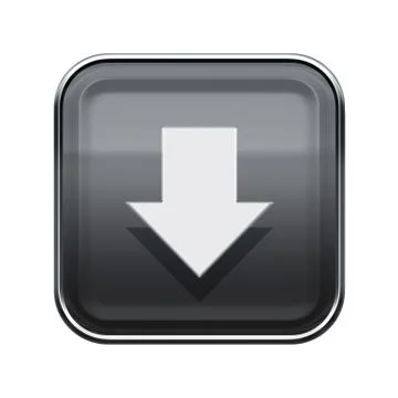 Arrow down icon glossy grey, isolated on white background イラスト素材