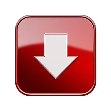 Arrow down icon glossy red, isolated on white background イラスト素材