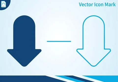 Arrow down icon mark navigation direction symbol solid. Illustrazione stock