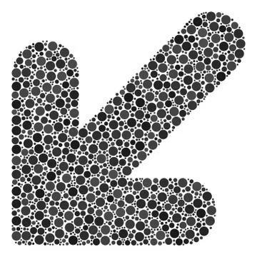 Arrow Down Left Composition of Filled Circles Stock Illustration