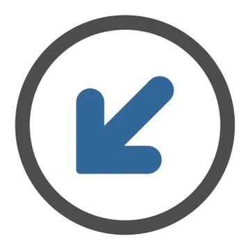 Arrow Down Left flat cobalt and gray colors rounded vector icon Illustrazione stock
