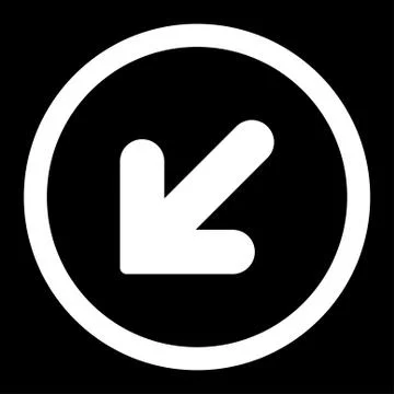 Arrow Down Left flat white color rounded vector icon Stock Illustration