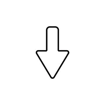 Arrow down line icon black on white background Stock Illustration