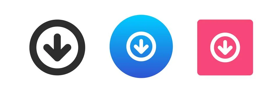 Arrow down pointer circle frame navigation direction cyberspace cursor icon s Stockillustratie