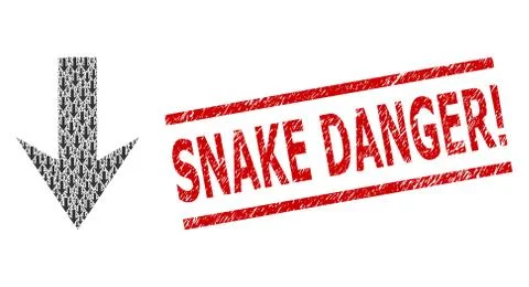 Arrow Down Recursion Composition of Arrow Down Items and Textured Snake Danger Stock Illustration