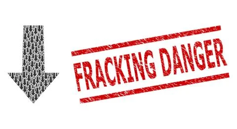 Arrow Down Recursion Mosaic of Arrow Down Items and Distress Fracking Danger Stock Illustration