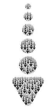 Arrow Down Recursive Collage of Itself Icons Stock Illustration