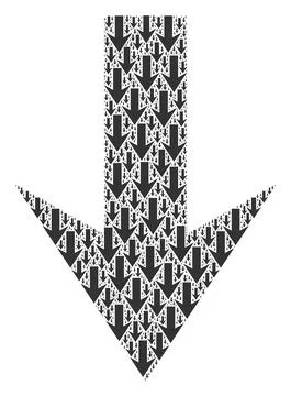 Arrow Down Recursive Collage of Itself Items 库存插图