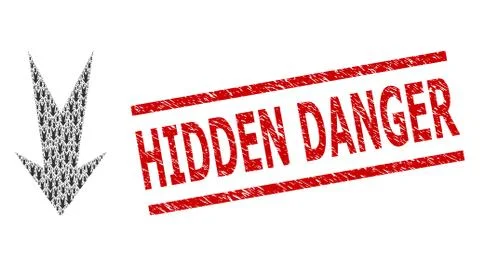Arrow Down Recursive Composition of Arrow Down Icons and Distress Hidden Danger Stock Illustration