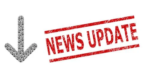 Arrow Down Recursive Composition of Arrow Down Icons and Distress News Update 스톡 일러스트
