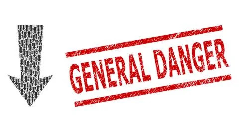 Arrow Down Recursive Composition of Arrow Down Items and Textured General Danger Stock Illustration