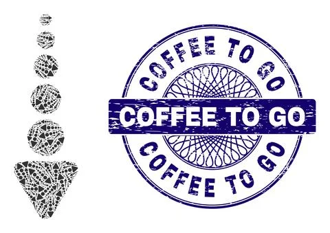 Arrow Down Recursive Composition of Arrow Down Icons and Scratched Coffee to Go Stock Illustration
