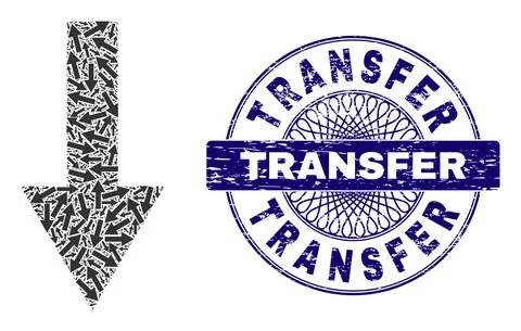 Arrow Down Recursive Composition of Arrow Down Icons and Textured Transfer Round Illustrazione stock