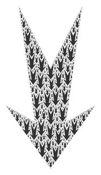 Arrow Down Recursive Composition of Itself Icons Stock Illustration