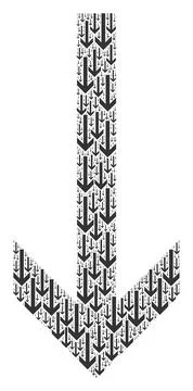 Arrow Down Recursive Composition of Itself Icons Stock Illustration