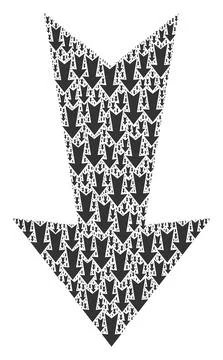 Arrow Down Recursive Mosaic of Itself Icons Stock Illustration