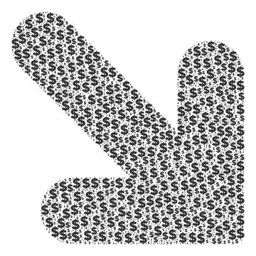 Arrow Down Right Collage of Dollar and Dots 库存插图