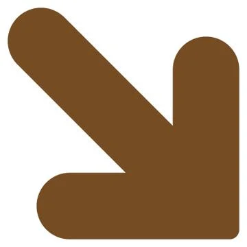 Arrow Down Right flat brown color icon 库存插图