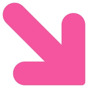 Arrow Down Right flat pink color icon 库存插图