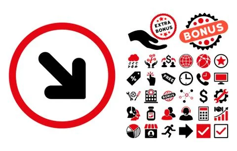 Arrow Down Right Flat Vector Icon with Bonus Stock Illustration