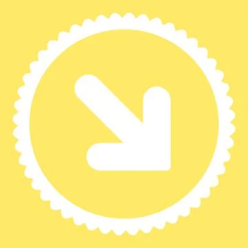 Arrow Down Right flat white color round stamp icon 库存插图