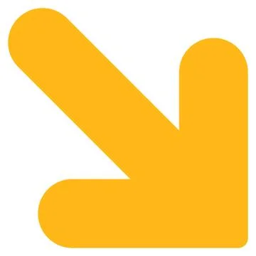 Arrow Down Right flat yellow color icon Stock Illustration