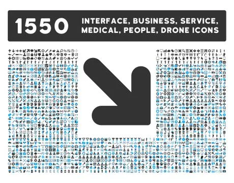 Arrow Down Right Icon and More Interface, Business, Tools, People, Medical 库存插图