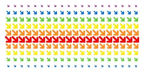 Arrow Down Right Shape Halftone Spectrum Grid Stock Illustration