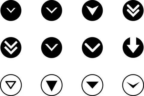 Arrow down scroll Swipe icon set. Stock Illustration