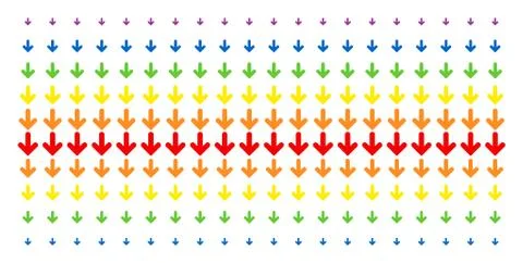 Arrow Down Shape Halftone Spectrum Pattern Stock Illustration