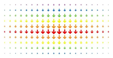 Arrow Down Spectral Halftone Pattern Stock Illustration