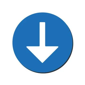 Arrow Down vector icon. This rounded flat symbol is drawn with white color on Stock Illustration