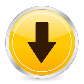 Arrow down yellow circle icon Stock Illustration